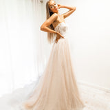 Blush tulle bustier corset dress for hire