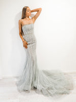 Katrina Silver mermaid dress with long train