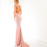 Pink sparkling mermaid low back dress