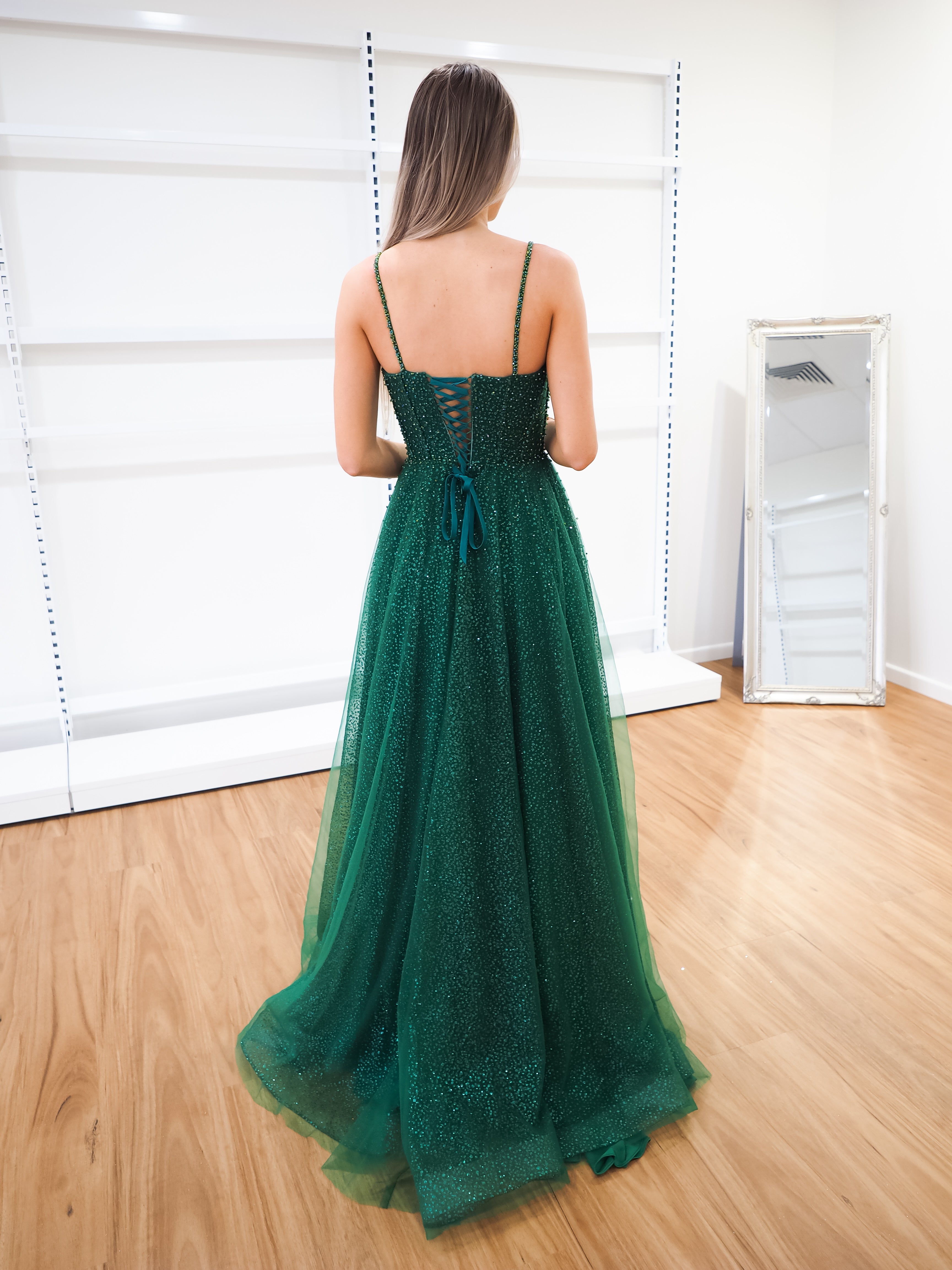 Sparkling green beaded princess dress – Destiny Chic
