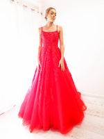 Red tulle princess dress for hire