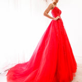 Red tulle princess dress