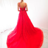 Red tulle princess dress