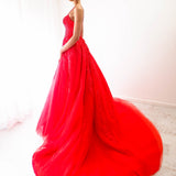 Red tulle princess dress