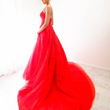 Red tulle princess dress