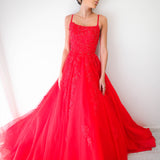 Red tulle princess dress