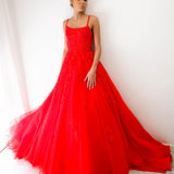 Red tulle princess dress