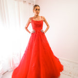Red tulle princess dress for hire