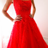 Red tulle princess dress