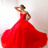 Red tulle princess dress