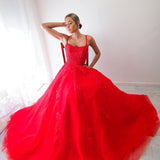 Red tulle princess dress