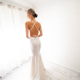 White vine lace on nude mermaid dress (sales)