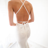 White vine lace on nude mermaid dress (sales)