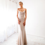 Sparkling gold nude cowl neck mermaid dress