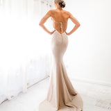 Sparkling gold nude cowl neck mermaid dress