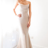 Sparkling gold nude cowl neck mermaid dress