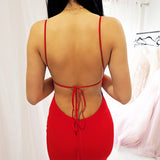 Red cowl neck bright red dress with strap back