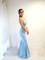 Baby blue criss-cross back dress with slit (sales)