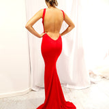 Red low back dress