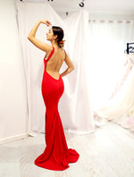 Red low back dress