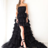 Tulle Layered skirt corset dress in black