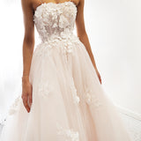 Floral Goddess dress in blush sparkling tulle