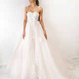 Floral Goddess dress in blush sparkling tulle