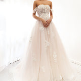 Floral Goddess dress in blush sparkling tulle