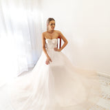 Bustier blush pink organza lace up back dress