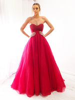 Sparkling dark red tulle dress with beaded top