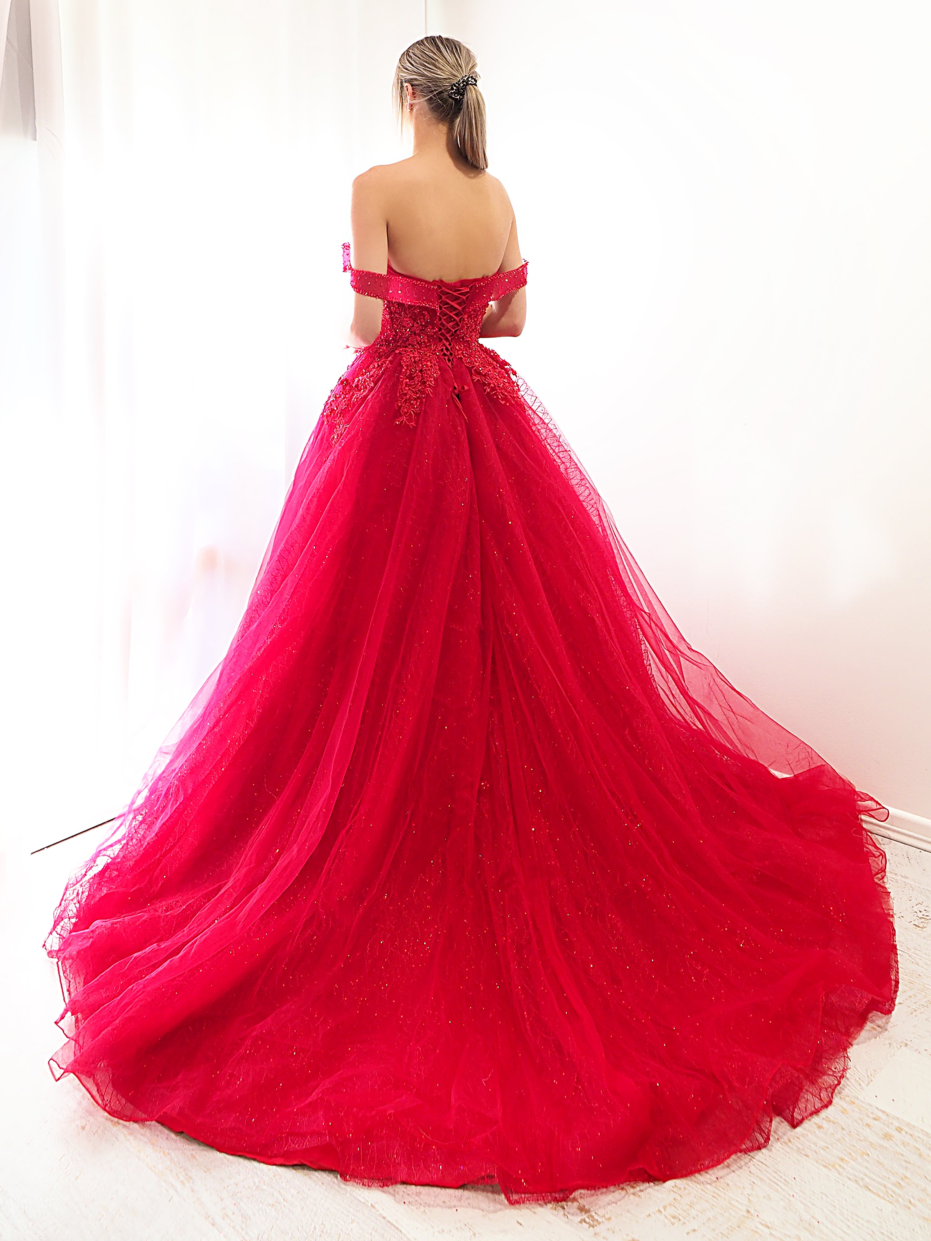 Dark red princess gown