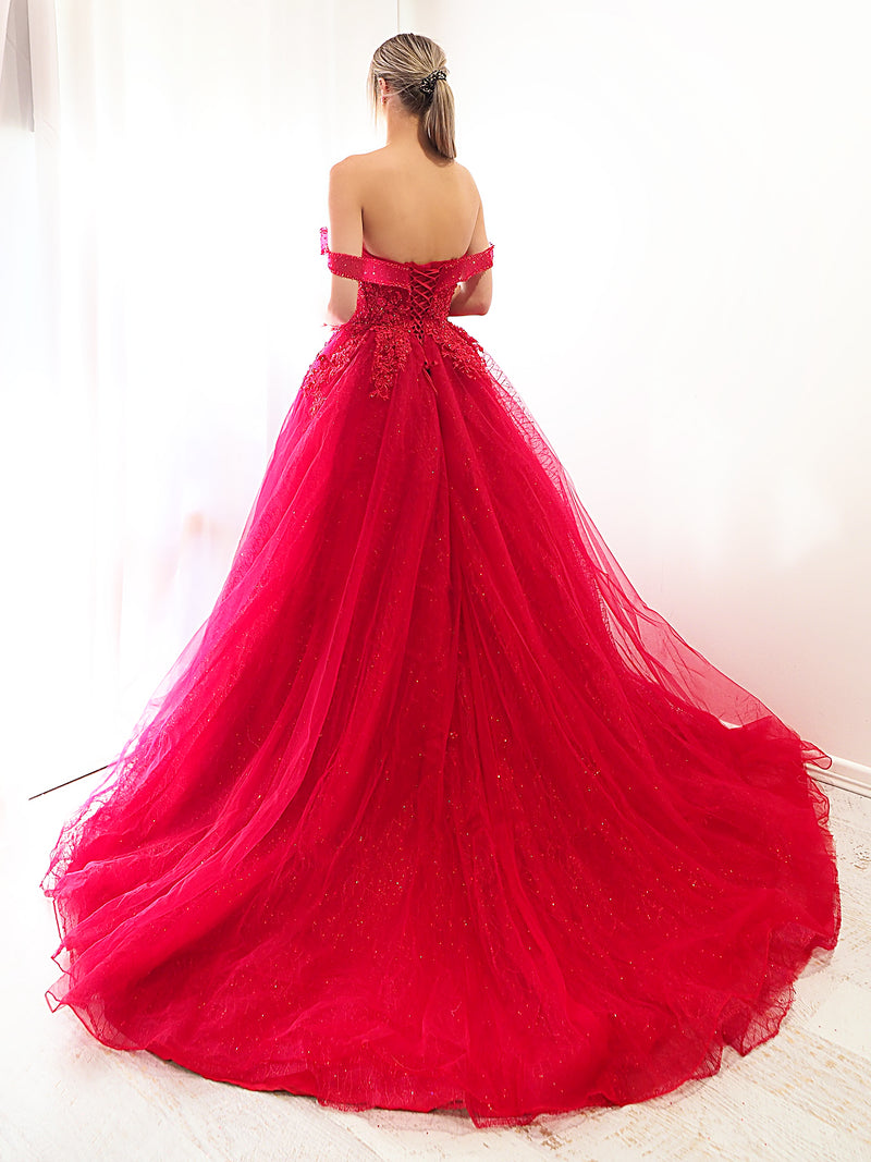 Red Ball Princess Victorian Masquerade Dress D3022 - D-RoseBlooming