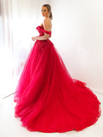 Dark red princess gown for hire