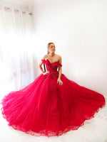 Celina dark red princess gown