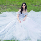 Princess walk grey wedding dress