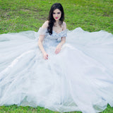 Princess walk grey wedding dress