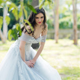 Princess walk grey wedding dress