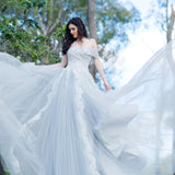 Princess walk grey wedding dress
