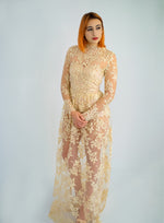 Oh my goddess gold lace dress