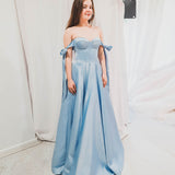 Bustier corset baby blue dress with self-tie bows for hire