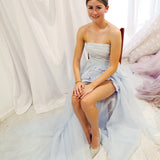 Blue rose silk organza high and low dress