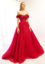 Sparkling dark red tulle princes dress