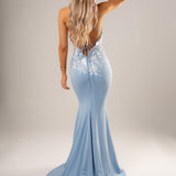 Baby Blue Stretch Knit mermaid dress (sales)