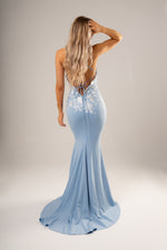 Baby Blue Stretch Knit mermaid dress (sales)
