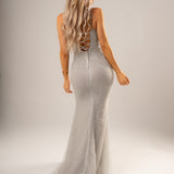 Sparkling silver bustier mermaid dress