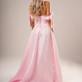 Bustier corset pastel pink dress with bows for hire