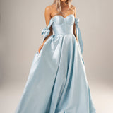 Bustier corset pastel blue dress with bows