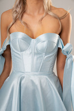 Elle bustier corset pastel blue dress with bows
