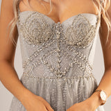 Sparkling bustier top princess dress for hire