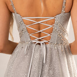 Sparkling bustier top princess dress for hire